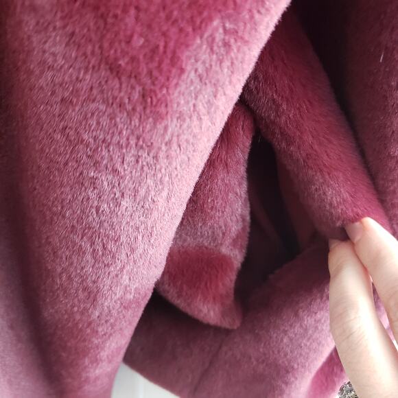A New Day Faux Fur Burgundy Crop Jacket Medium - Picture 6 of 10